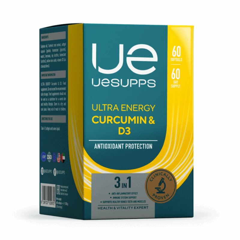 

Uesupps Ultra Energy Куркумин и Витамин Д3 капсулы 60 шт