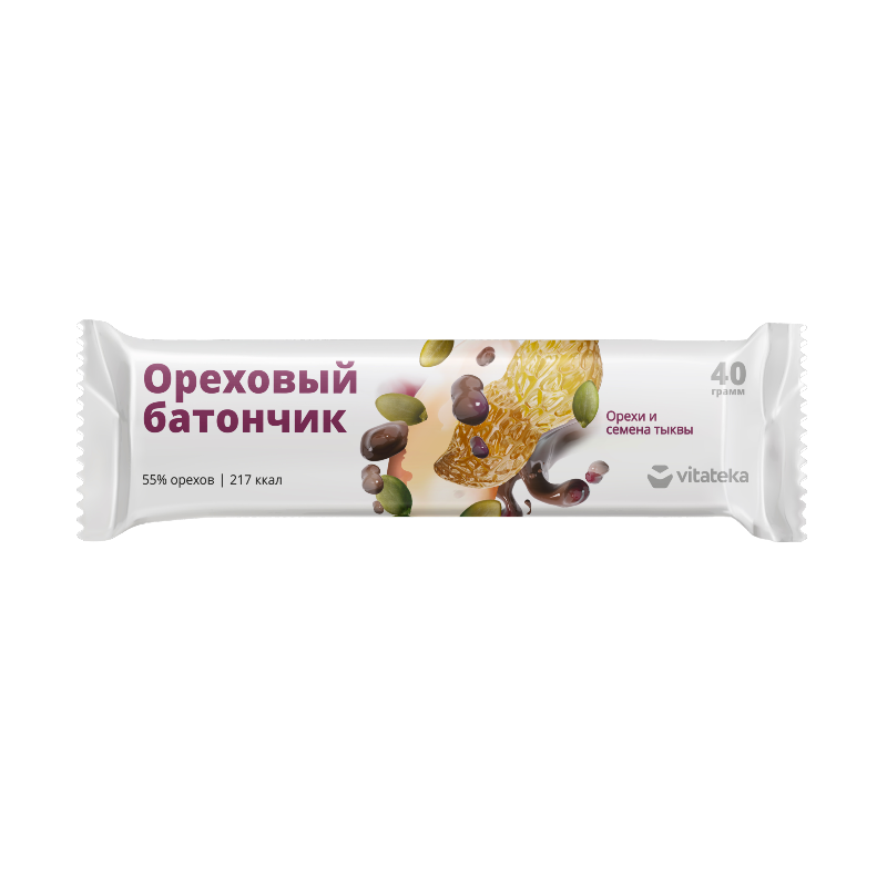 Изображение товара Витатека Батончик мюсли орех с тыквицей  с витамином С 40 г