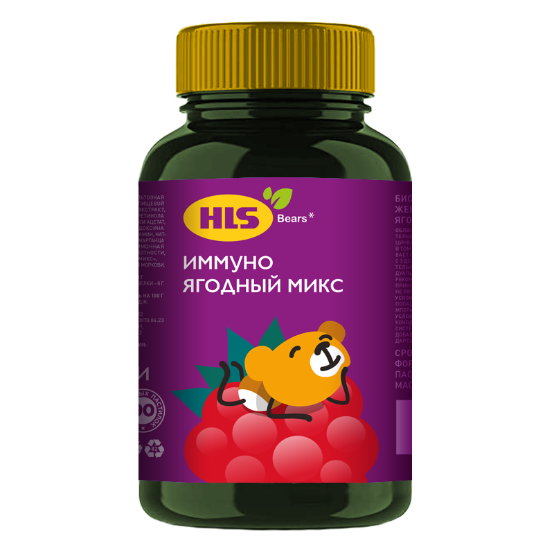 Изображение товара HLS Мишки Иммуно пастилки жев.90 шт Ягодный микс
