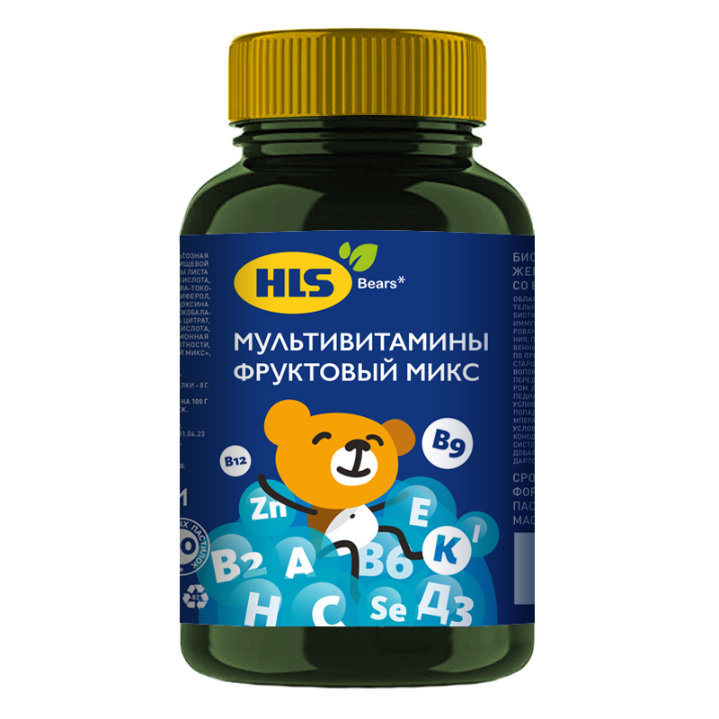 

HLS Мишки Мультивитамины пастилки жевательные Фруктовый микс 90 шт