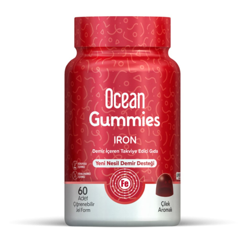 Изображение товара Orzax Ocean Gummies Железо пастилки жевательные Клубника 60 шт