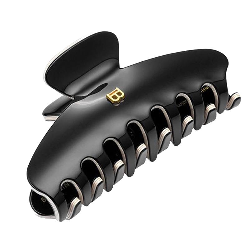 Изображение товара Бальман Заколка-краб р.M черно-белая из ацетата с отделкой из золота