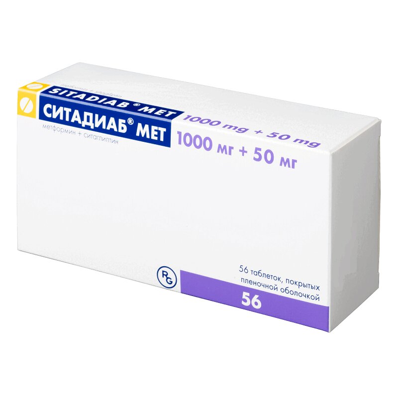 Изображение товара Ситадиаб Мет таблетки 1000 мг+50 мг 56 шт для контроля диабета