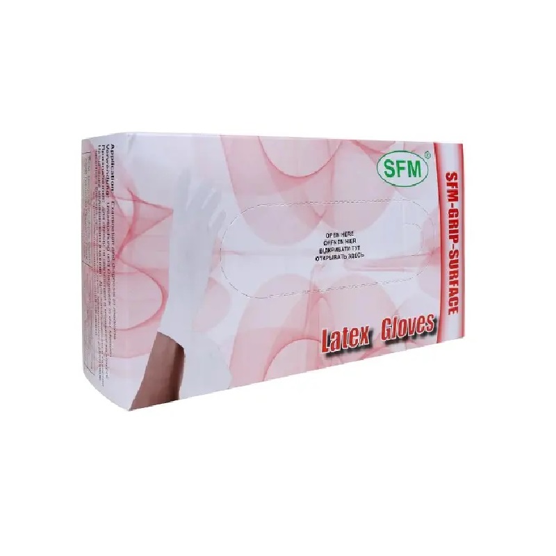 Изображение товара Перчатки латексные смотровые SFM M 100 шт