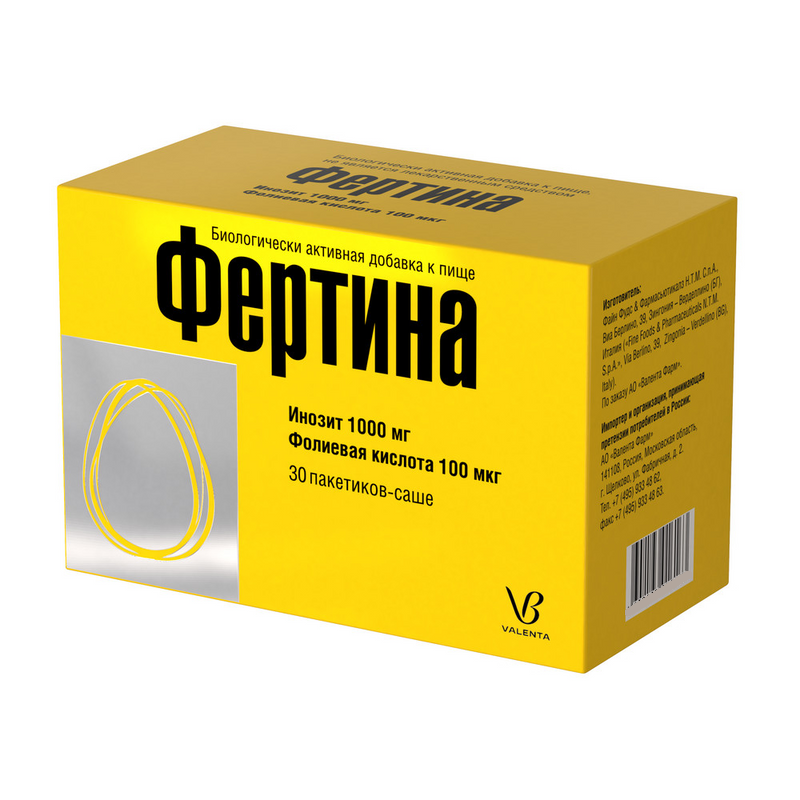 

Фертина Инозит 1000 мг Фолиевая кислота 100 мкг саше 3 г 30 шт