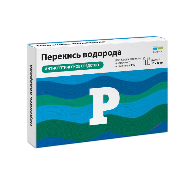 

Перекись водорода Реневал раствор 3% тюб.-кап.10 шт
