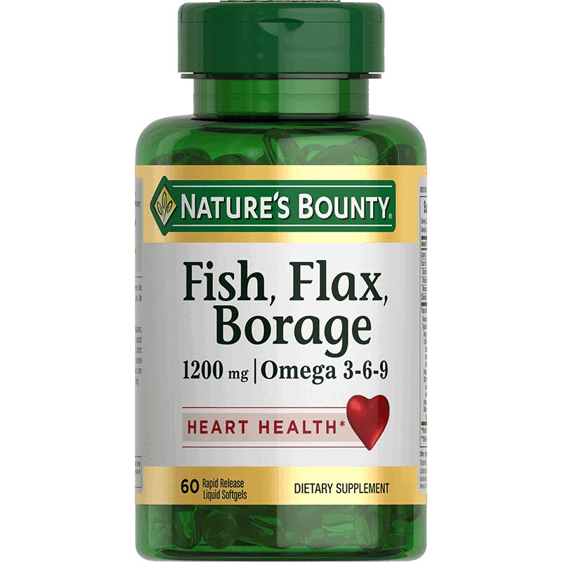 Изображение товара Nature's Bounty Омега 3-6-9 1200 мг капсулы 60 шт для здоровья сосудов кожи и волос