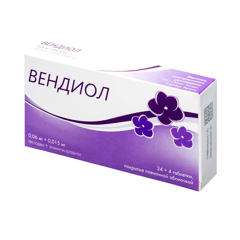 Изображение товара Вендиол таблетки 0,06 мг+0,015 мг 24+4