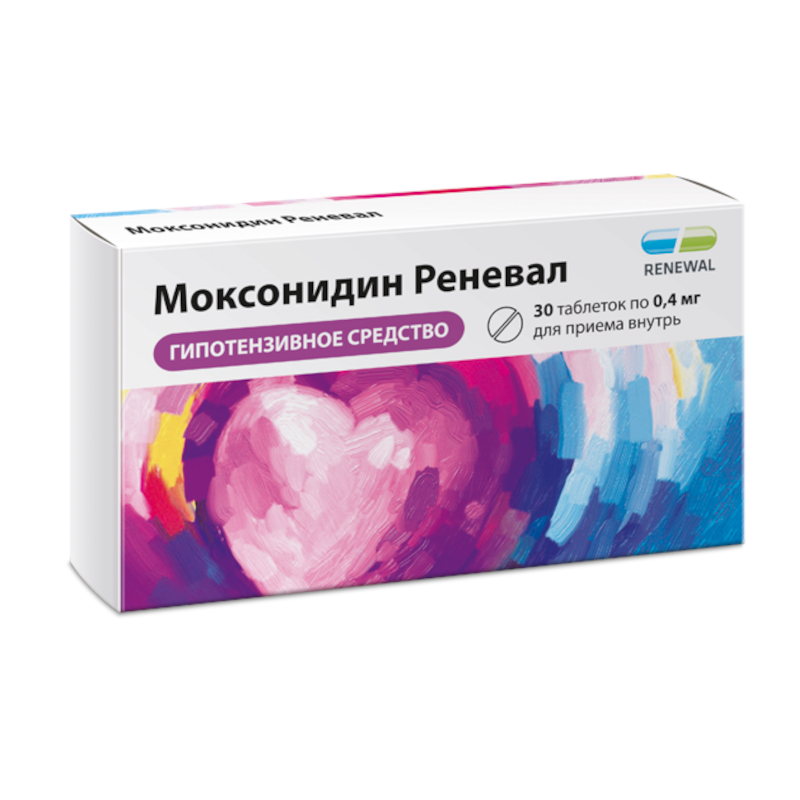 Изображение товара Моксонидин Реневал 0,4 мг таблетки 30 шт для лечения гипертензии