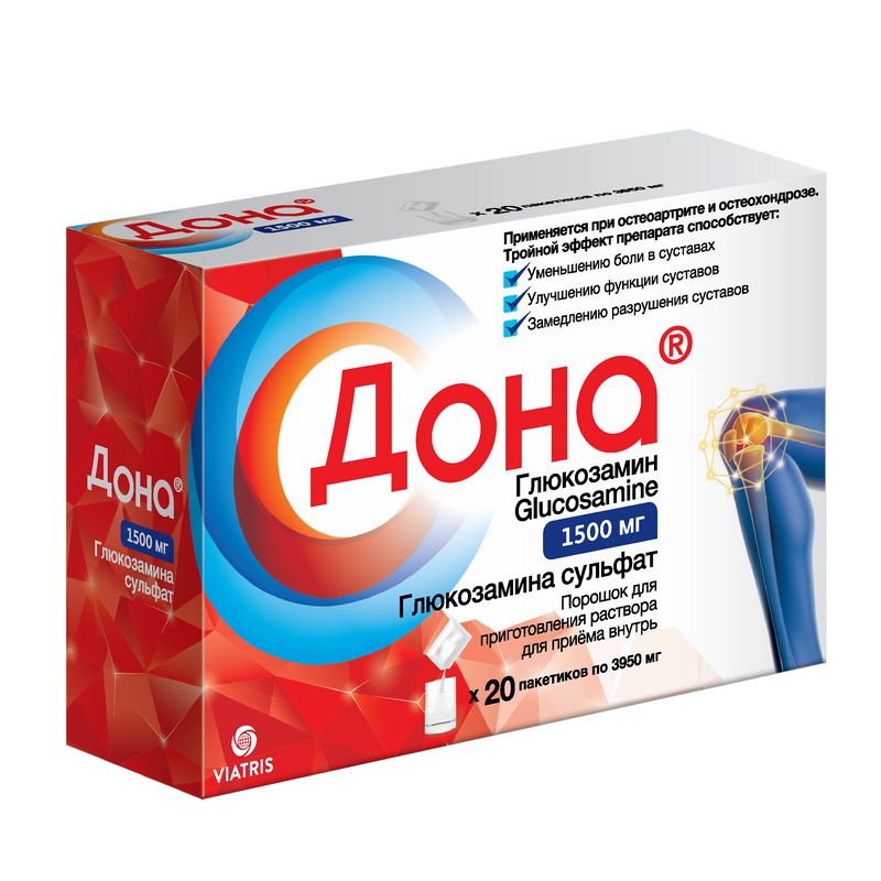 Изображение товара Дона 1500 мг порошок для приготовления раствора 20 шт для суставов
