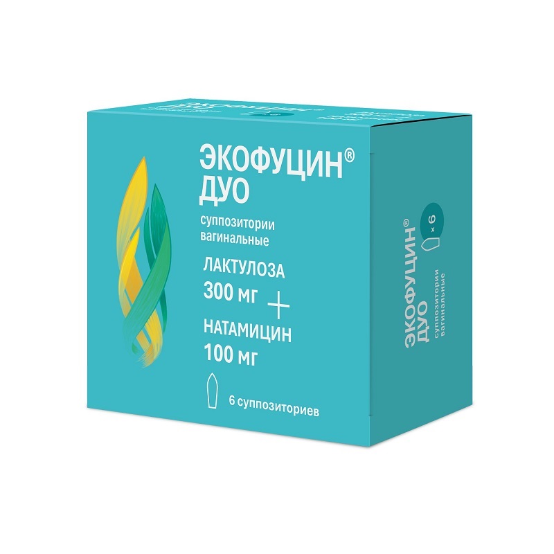 Изображение товара Экофуцин Дуо 300 мг+100 мг суппозитории вагинальные 6 шт