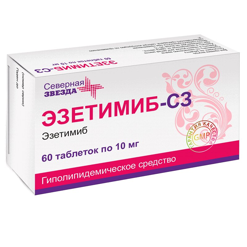 Изображение товара Эзетимиб-СЗ таблетки 10 мг 60 шт Изображение товара Эзетимиб-СЗ таблетки 10 мг 60 шт