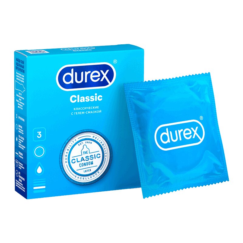 Durex Классик Презерватив 3 шт презервативы lavest classic классические розовые 15 шт