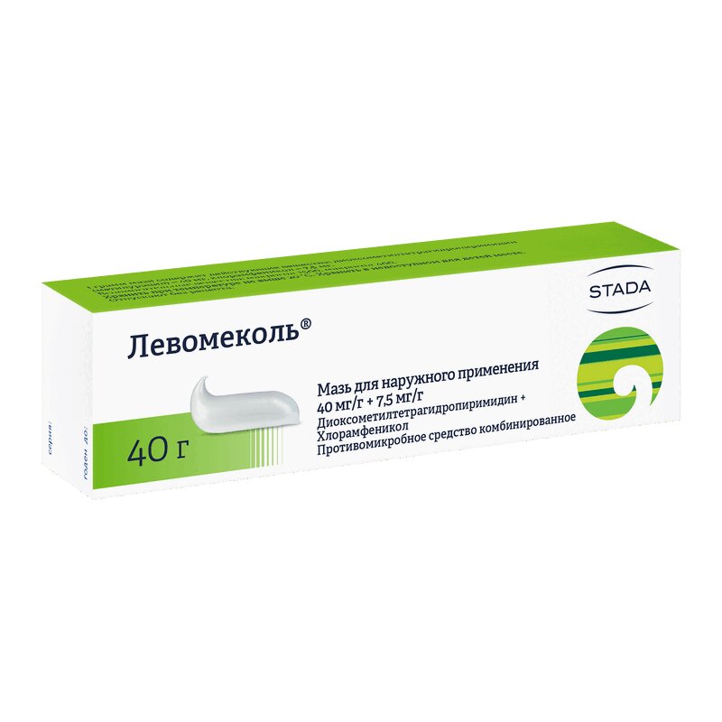 

Левомеколь 40 мг/г+7,5 мг/г мазь для наружного применения 40 г