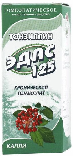 Изображение товара Тонзиллин Эдас-125 капли гомеопатические для приема внутрь 25 мл