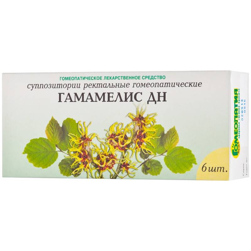 Изображение товара Гамамелис ДН суппозитории ректальные 6 шт гомеопатические при геморрое