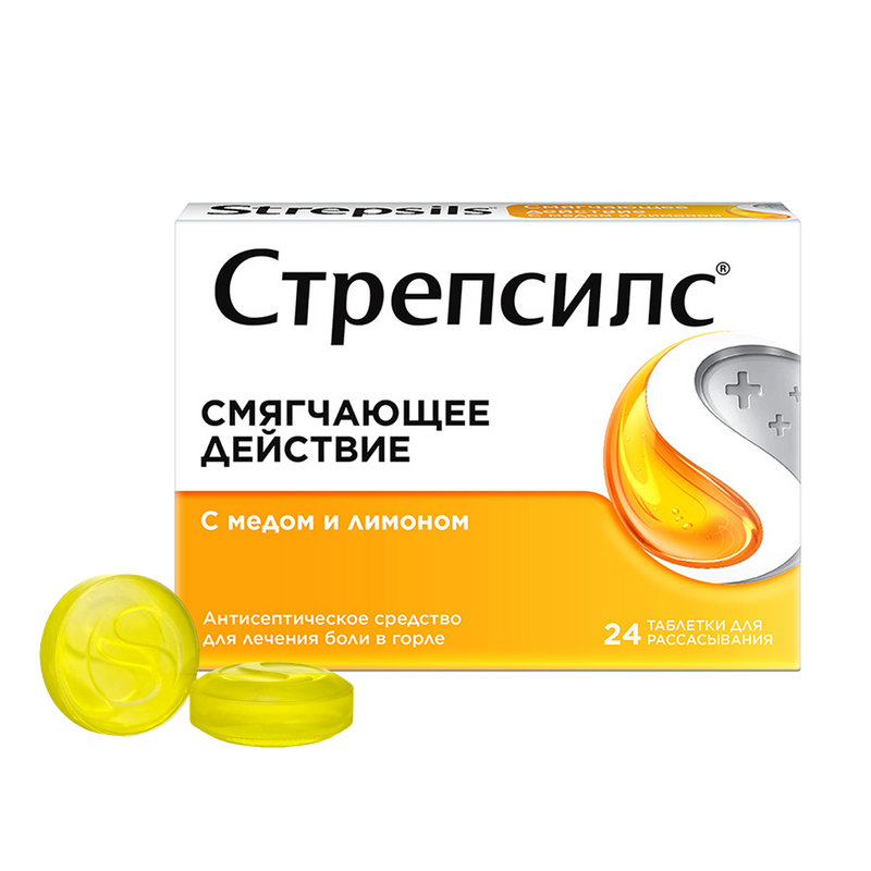 Изображение товара Стрепсилс таблетки для рассасывания Мед-Лимон 24 шт