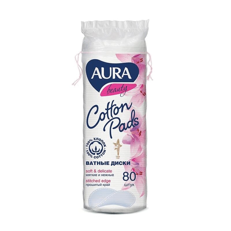 Aura Диски ватные 80 шт cotton flower ватные палочки в банке 100