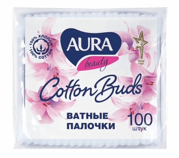 Ватные палочки Aura пакет 100 шт cotton flower ватные палочки в банке 100