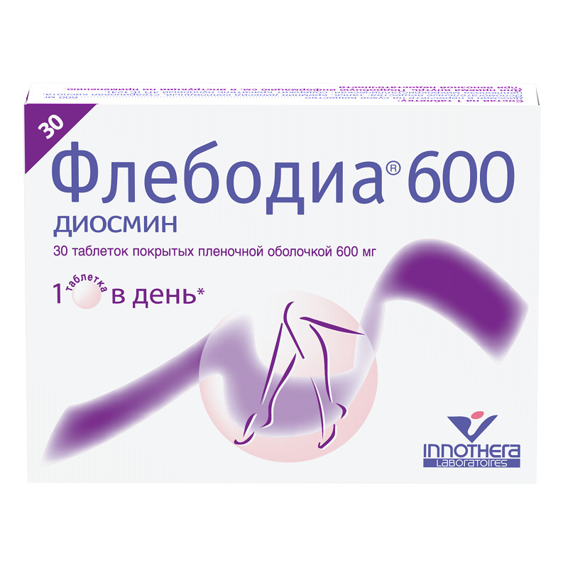 Изображение товара Флебодиа 600 мг таблетки для лечения вен и геморроя, 30 шт