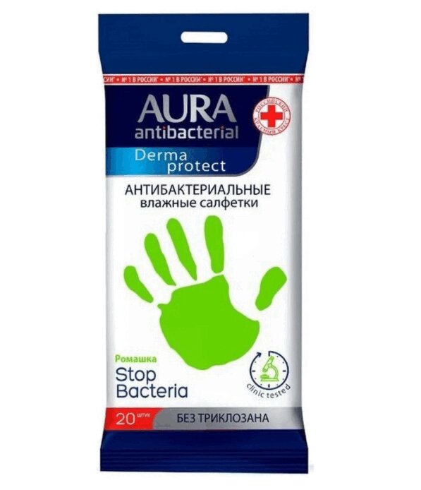 

Aura Салфетки влажные антибактериальные 20 шт