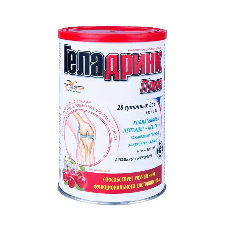 Изображение товара Геладринк Плюс порошок Вишня для суставов 340 г с мерной ложкой, Orling Чехия