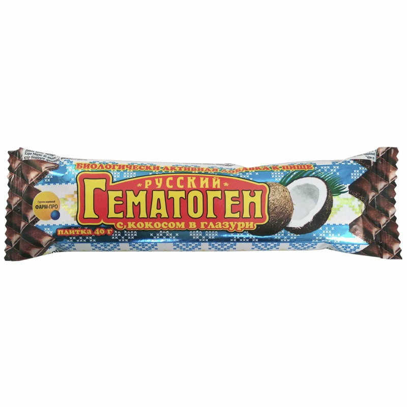 Изображение товара Гематоген Русский в шоколадной глазури с кокосом 40 г
