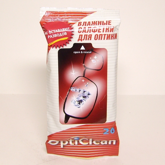 

Салфетки д/оптики влажные "Opticlean" 20 шт