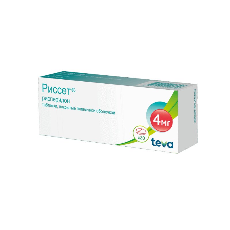 Изображение товара Риссет 4 мг таблетки для лечения шизофрении и биполярных расстройств 20 шт.