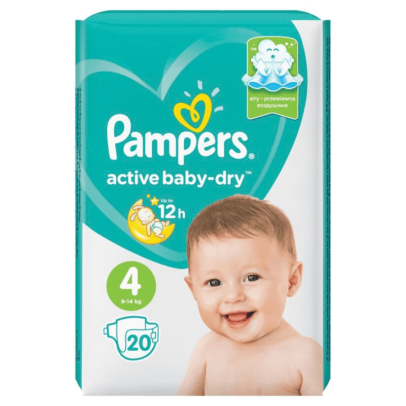 

Pampers Актив Беби Свежесть как после купания Макси Подгузники р.4 (7-18 кг) 20 шт