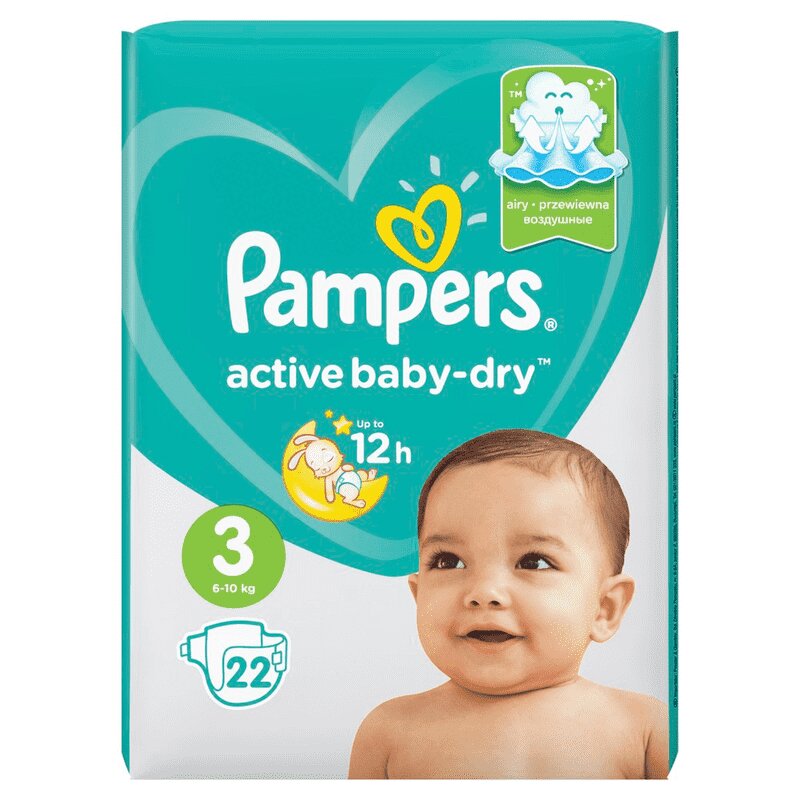 Pampers Актив Бэби-драй Подгузники р.3 (6-10 кг) 22 шт bpw style слайдер дизайн life is beautiful