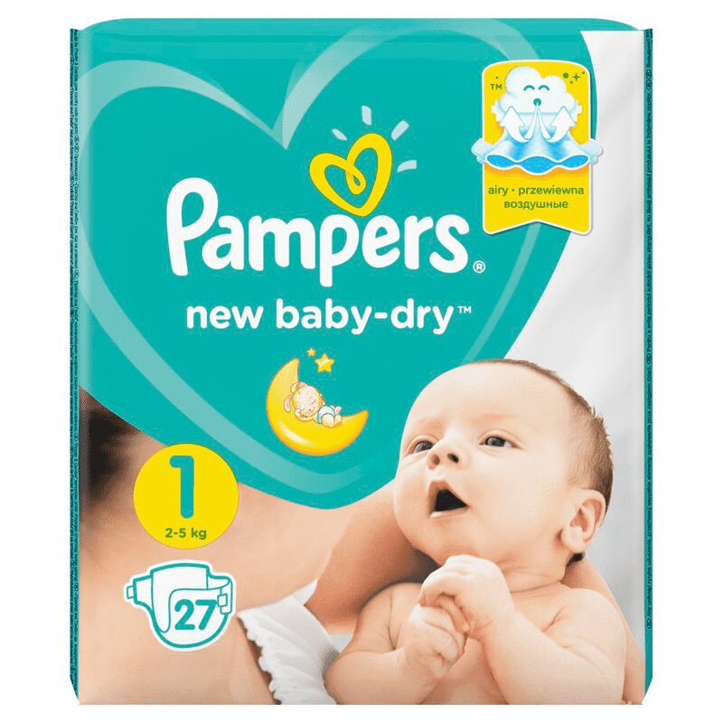 Pampers Нью Бэби Драй Подгузники р.1 (2-5 кг) 27 шт