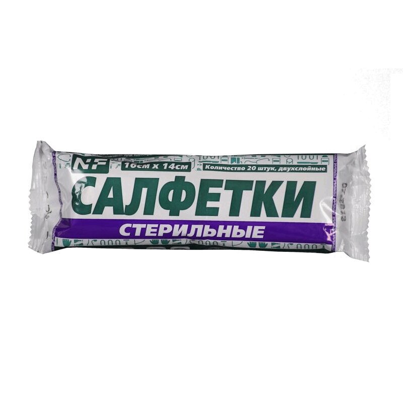 

Салфетка марл мед стер 16см х 14см двухслойн уп N20