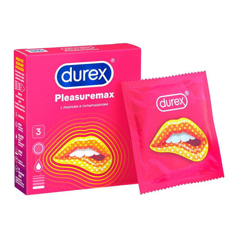 Durex Плежемакс Презервативы с ребрами и пупырышками 3 шт презервативы ребристые viva вива 3шт