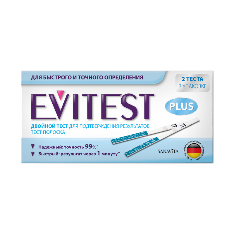 

Evitest Plus Тест на беременность тест-полоска 2 шт