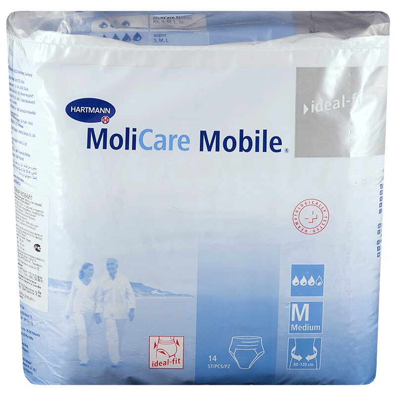 

Трусы Molicare Мобил Разм. М (80-120см) впитыв. 1564мл. 14шт. уп. №1
