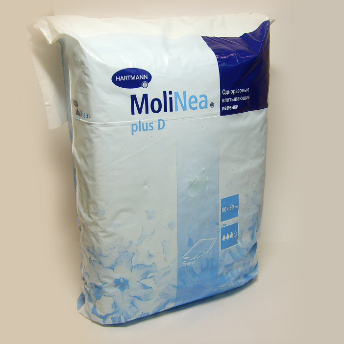 

Пеленка "Molinea plus D" однораз. 60см х 60см впитыв. 1800 мл. 5шт. уп. №1