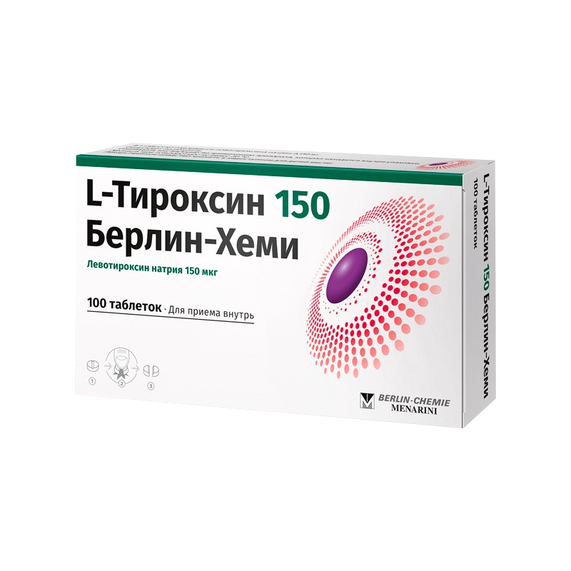 Изображение товара L-Тироксин 150 Берлин-Хеми таблетки 150 мкг 100 шт - лечение гипотиреоза