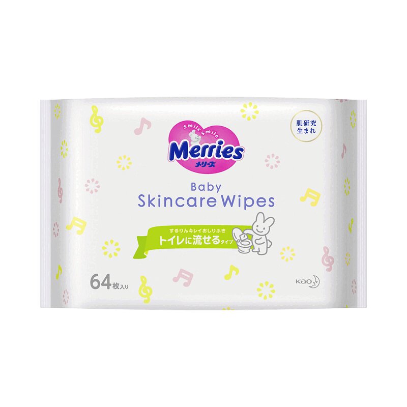 

Merries Flushable Салфетки детские влажные, запасной блок 64 шт