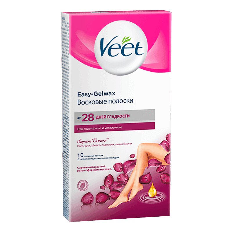 Veet Суприм Эссенс Полоски восковые с ароматом бархатной розы 10 шт