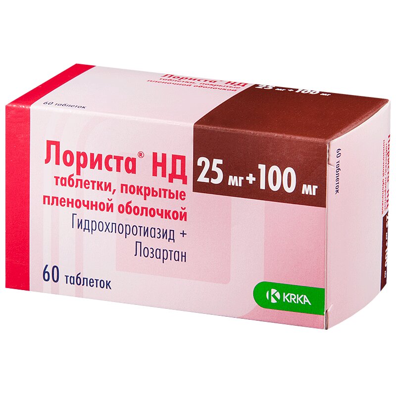 Изображение товара Лориста НД 25 мг+100 мг таблетки для снижения АД 60 шт Россия