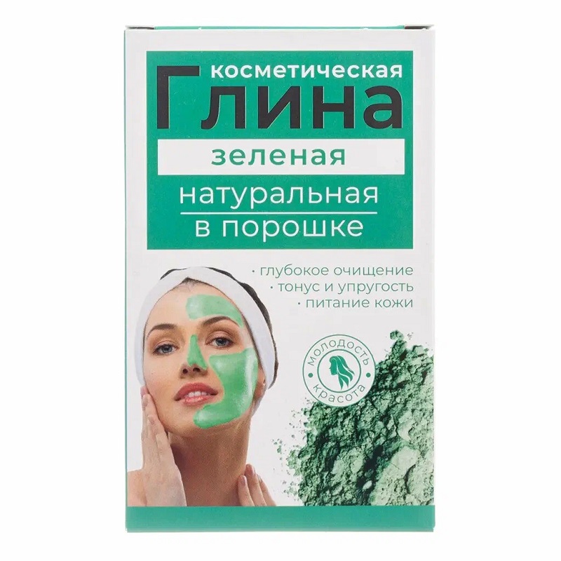 Изображение товара Глина косметическая зеленая с серебром 100 г