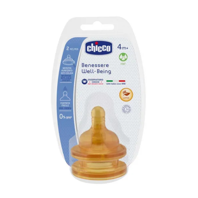 Изображение товара Chicco Well-Being Соска латексная физиологичная 4+ быстрый поток 2 шт