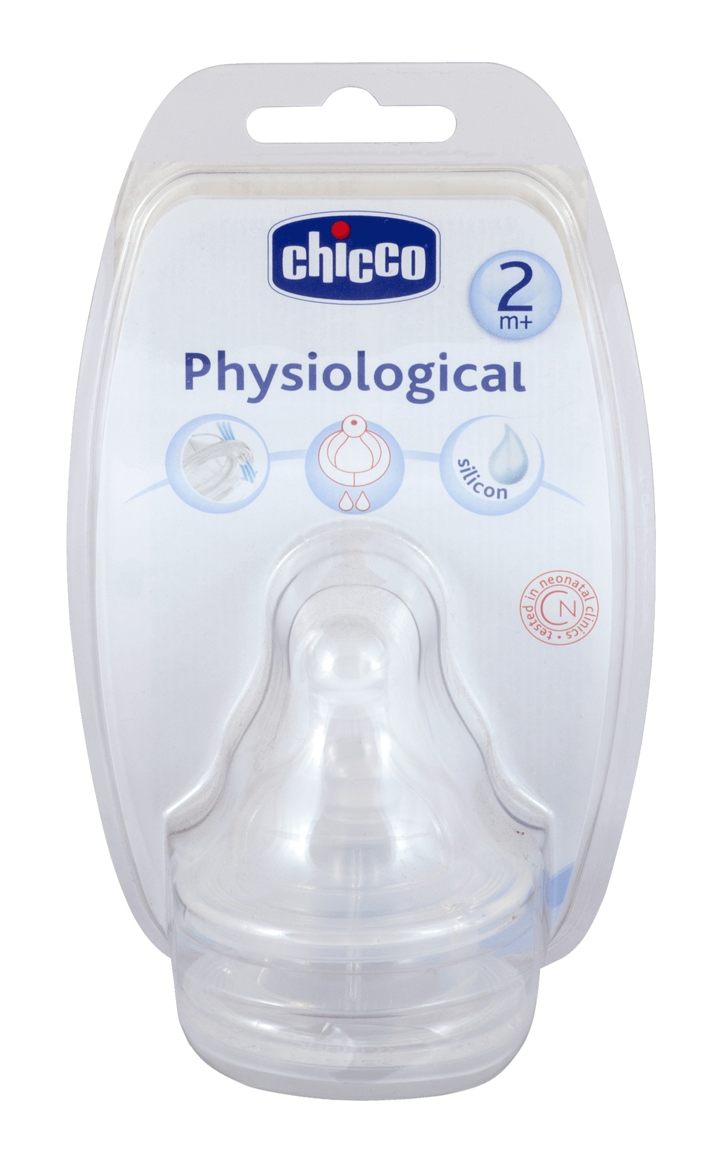 

Chicco Physiological Соска силиконовая физиологичная 2+ средний поток 2 шт