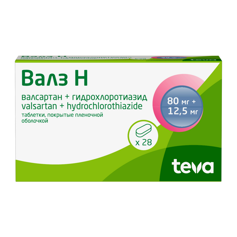 Изображение товара Валз Н 80 мг+12,5 мг таблетки 28 шт