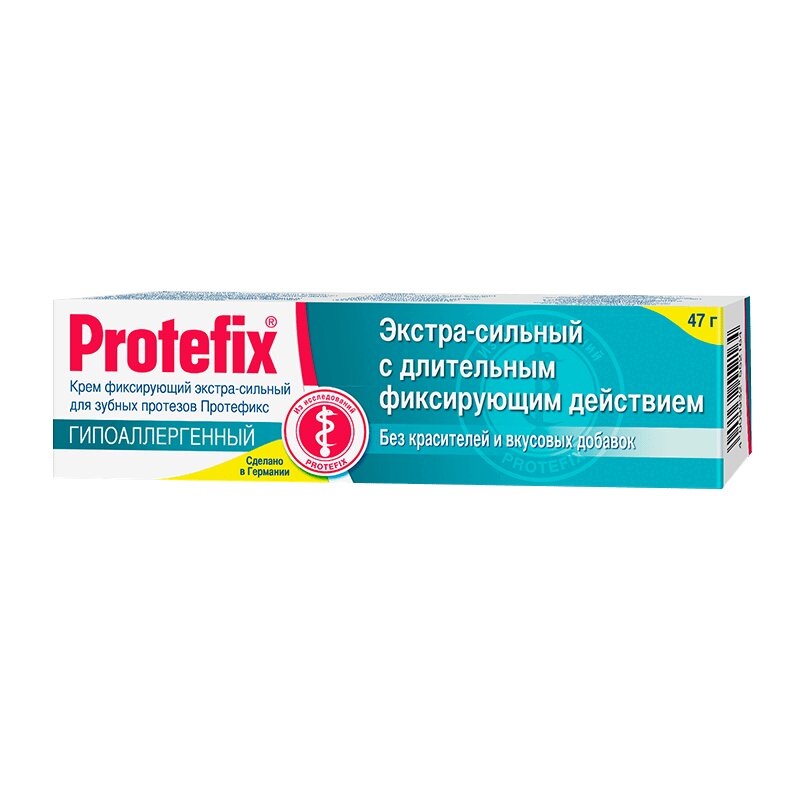 Протефикс крем д/фиксации зубных протезов экстрасильный гипоаллергенный 40 мл протодент крем для фиксации зубных протезов 40мл