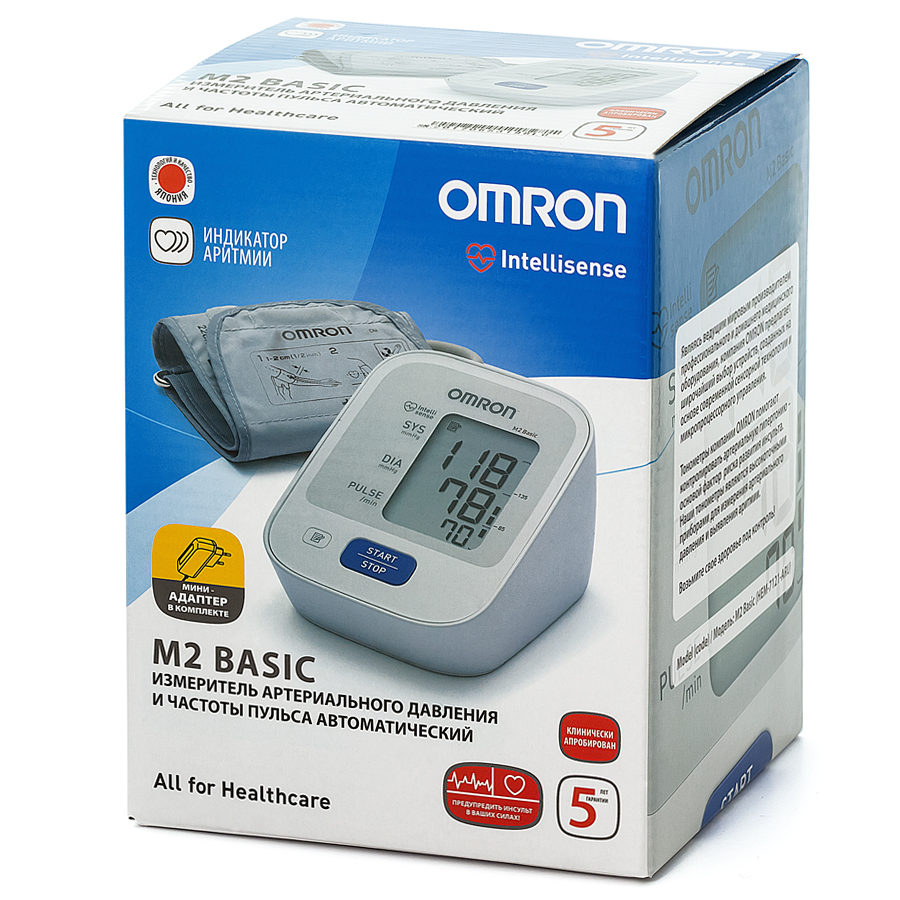 

Omron Тонометр автоматический M2 Basic с адаптером