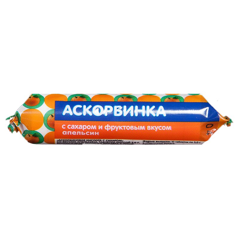 

PL Аскорбинка с сахаром таблетки апельсин 10 шт