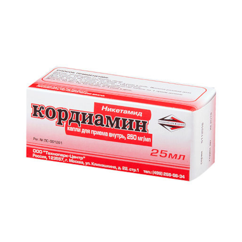 Изображение товара Кордиамин 250 мг/мл капли для внутривенного и внутреннего применения 25 мл