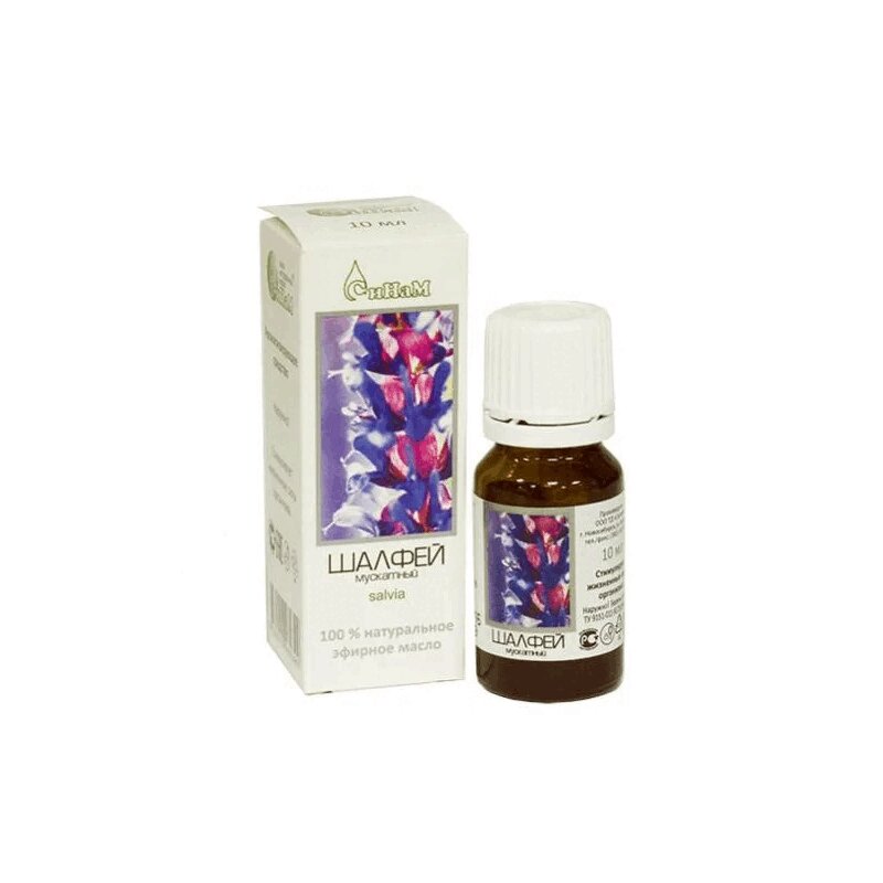 Изображение товара Эфирное масло Мускатный шалфей СиНаМ 10 мл натуральное ароматерапия кожа здоровье